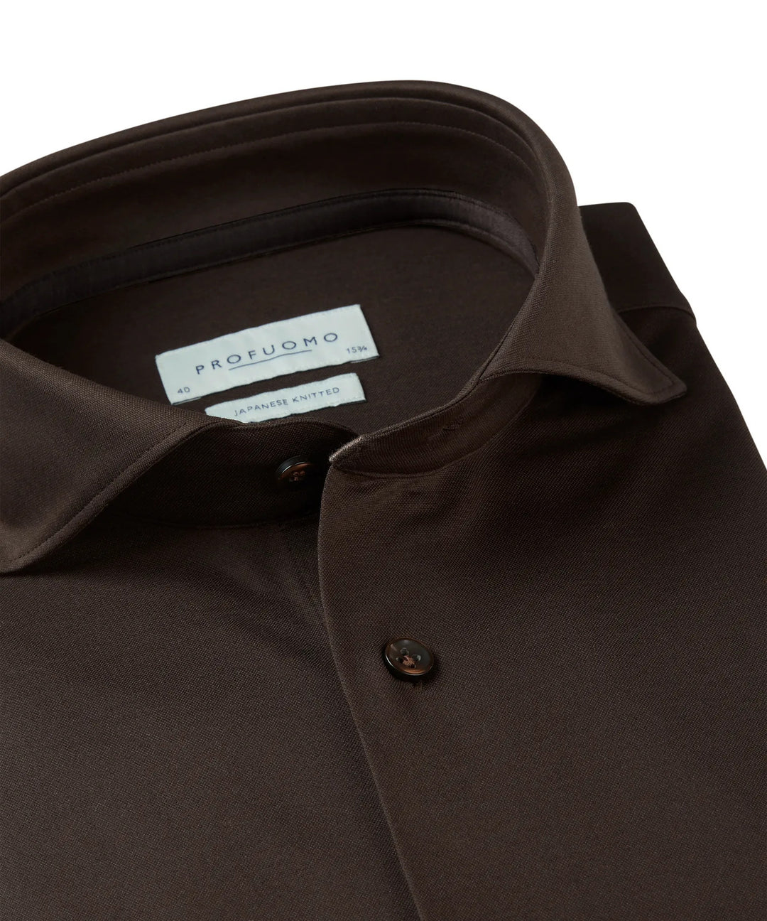 Profuomo Japanese Knitted Shirt – Donker‑bruin-50% katoen, 50 % polyester-HEREN SHIRTS-Bruin