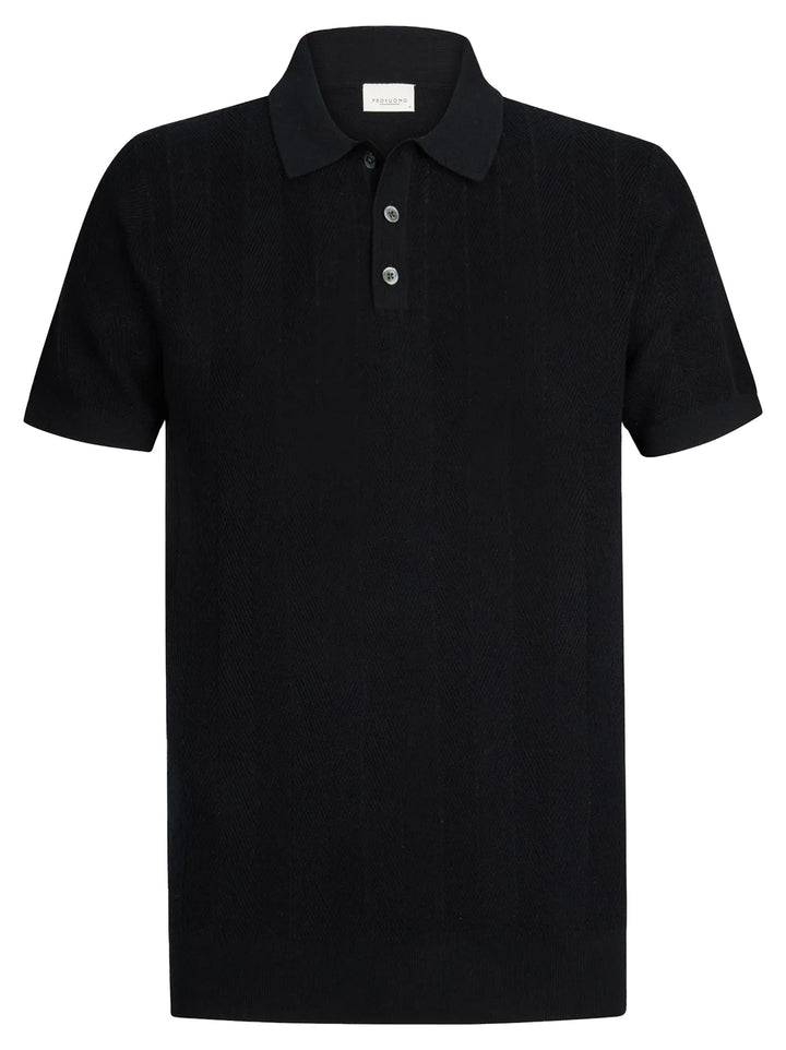 Profuomo Katoen-Linnen Polo – Blauw-75% katoen, 25% linnen-HEREN POLO'S & T-SHIRTS-Blauw