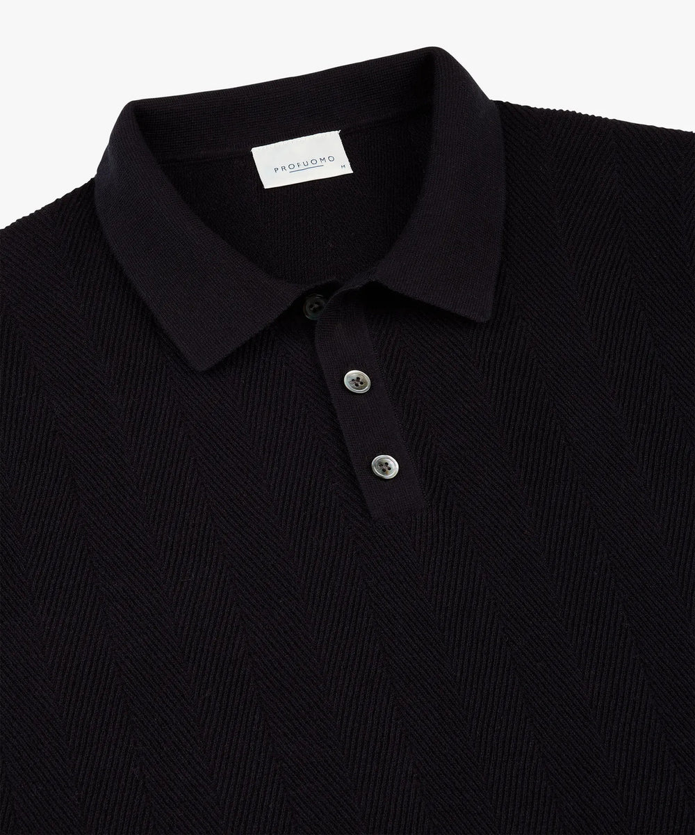 Profuomo Katoen-Linnen Polo – Blauw-75% katoen, 25% linnen-HEREN POLO'S & T-SHIRTS-Blauw