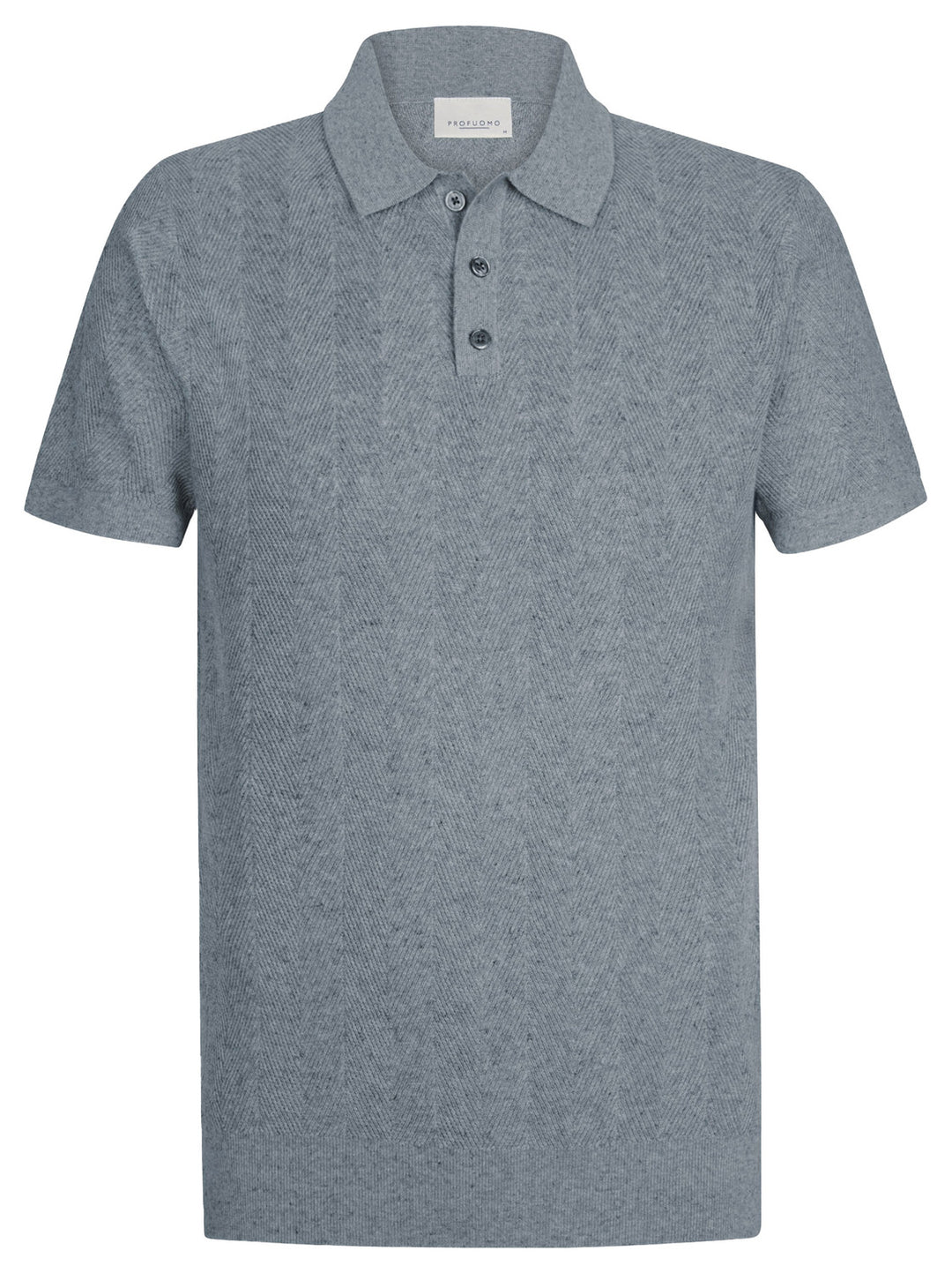 Profuomo Katoen-Linnen Polo – Blauw-75% katoen, 25% linnen-HEREN POLO'S & T-SHIRTS-Blauw