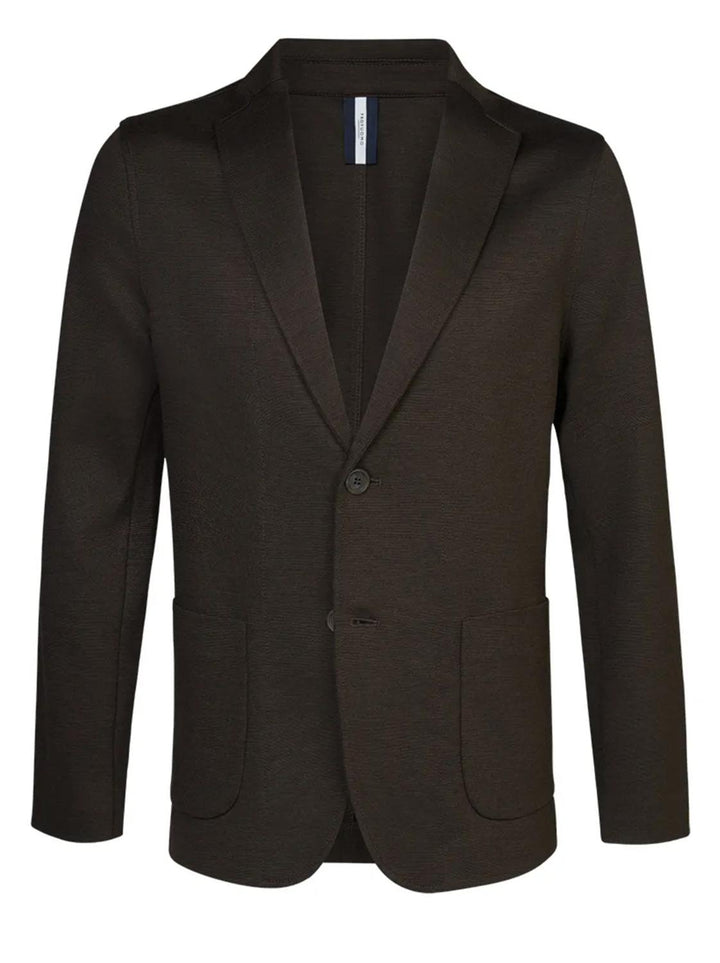 Profuomo knitted colbert-35% wol, 35% acrylic, 25% polyamide, 5% elasthaan-HEREN PAKKEN & COLBERTS-Bruin