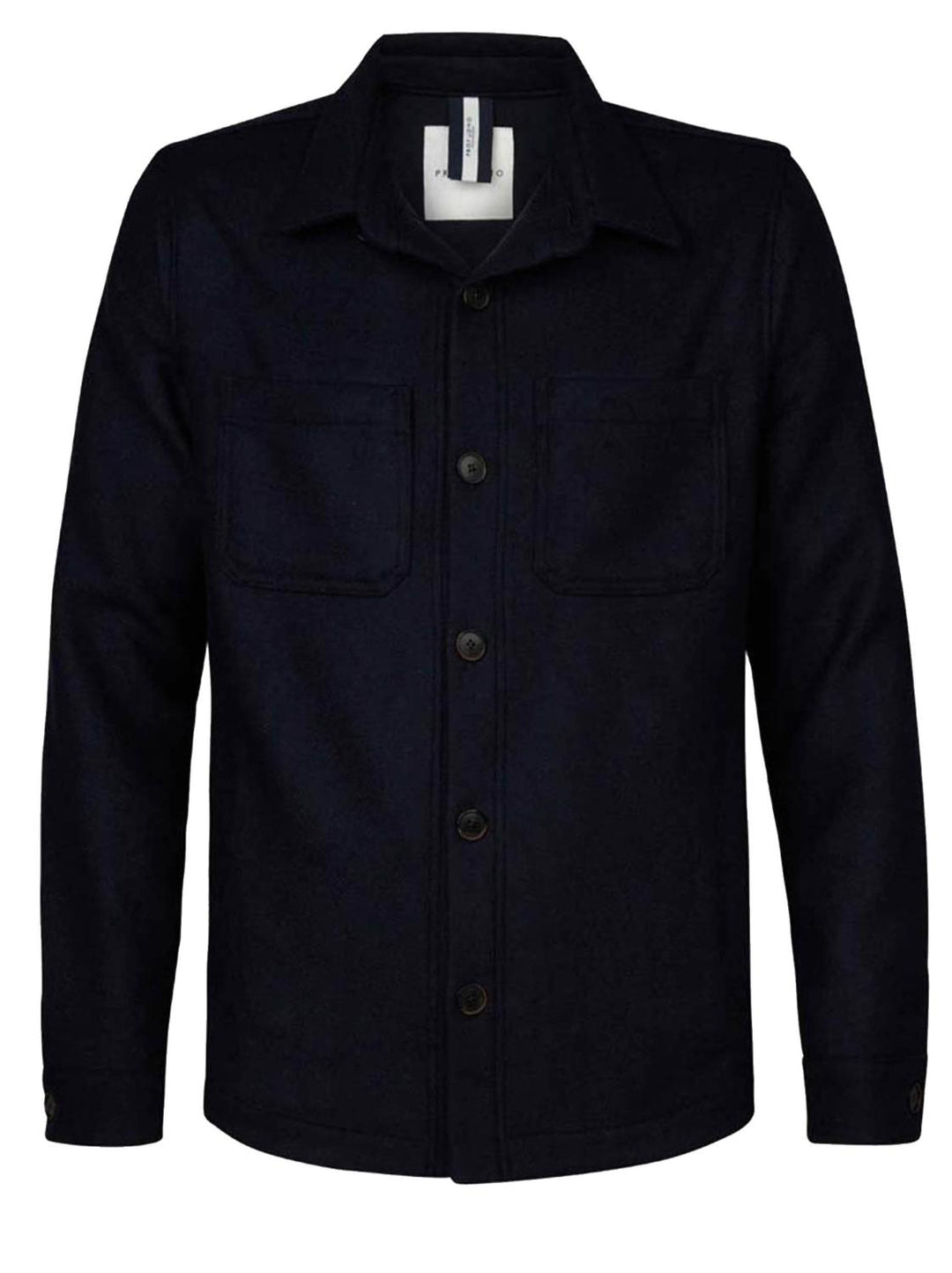 Profuomo knitted overshirt-52% wol, 25% acryl, 23% polyester-HEREN SHIRTS-Blauw