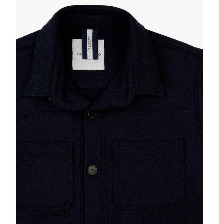 Profuomo knitted overshirt-52% wol, 25% acryl, 23% polyester-HEREN SHIRTS-Blauw