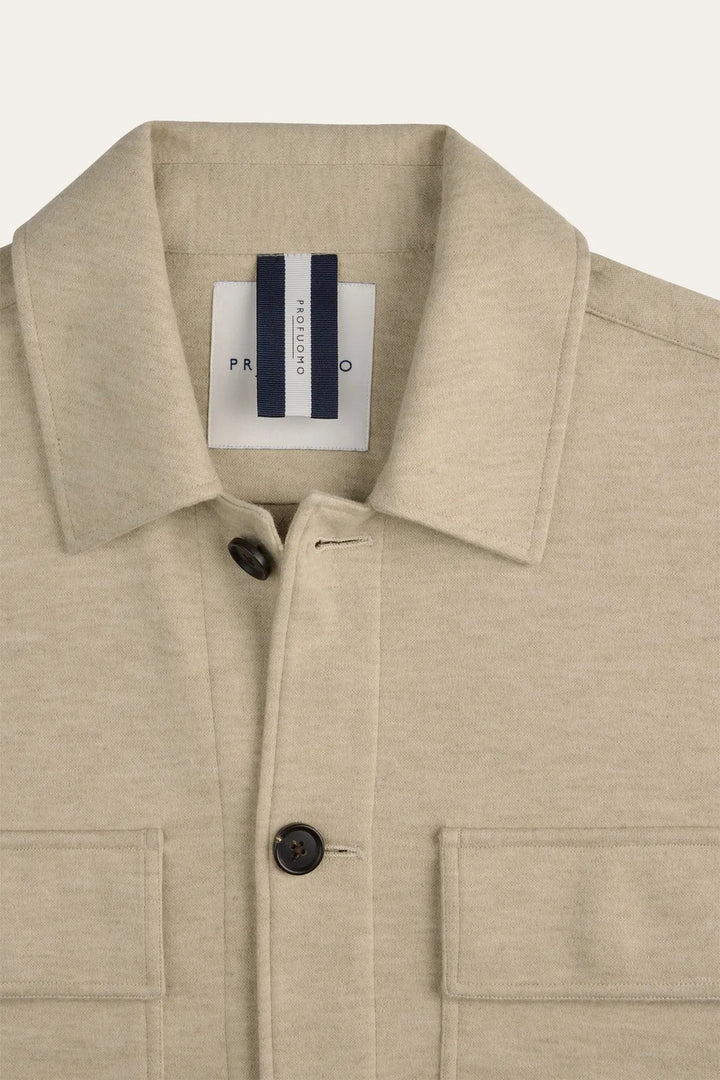 Profuomo Knitted Overshirt – Beige-47% polyester, 20% wol, 16% polyamide, 13% katoen-HEREN SHIRTS-Beige