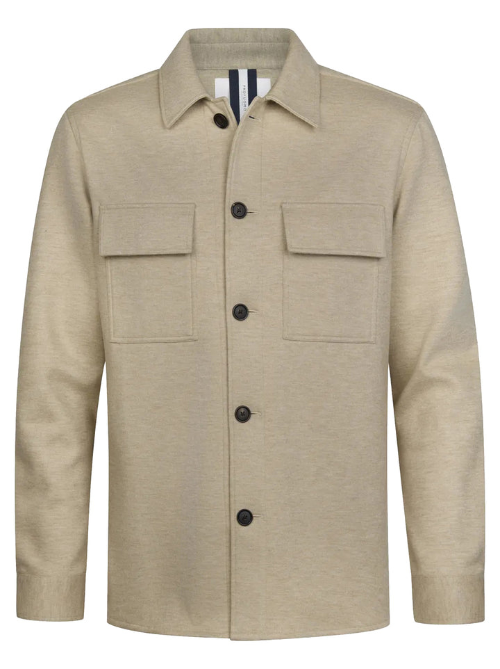 Profuomo Knitted Overshirt – Beige-47% polyester, 20% wol, 16% polyamide, 13% katoen-HEREN SHIRTS-Beige