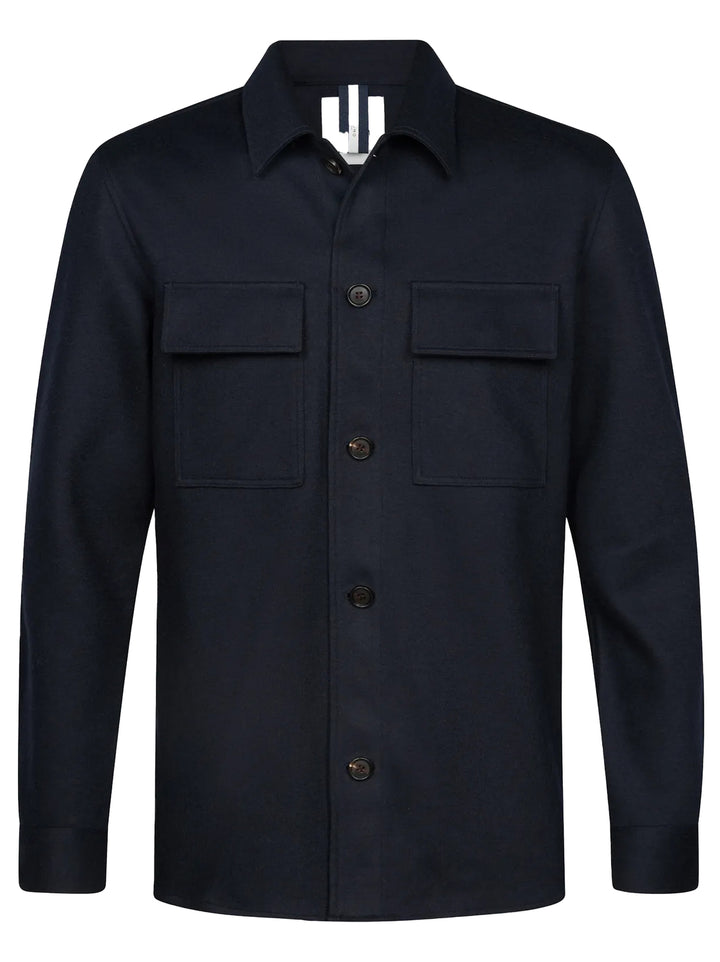 Profuomo Knitted Overshirt – Blauw-47% ployester, 20% wool, 16% polyamide. 13% cotton-HEREN SHIRTS-Blauw