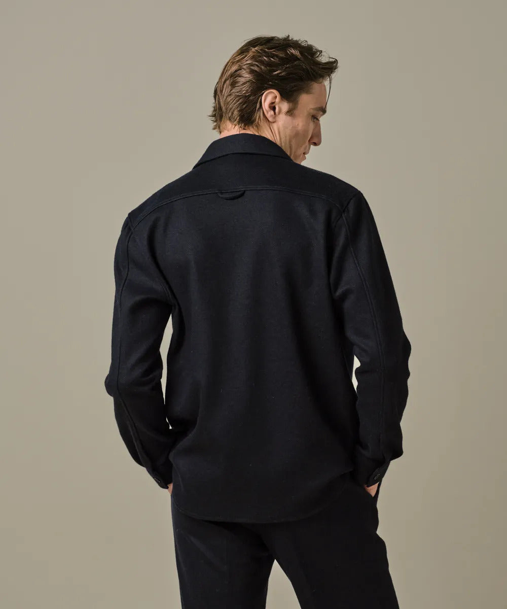 Profuomo Knitted Overshirt – Blauw-47% ployester, 20% wool, 16% polyamide. 13% cotton-HEREN SHIRTS-Blauw