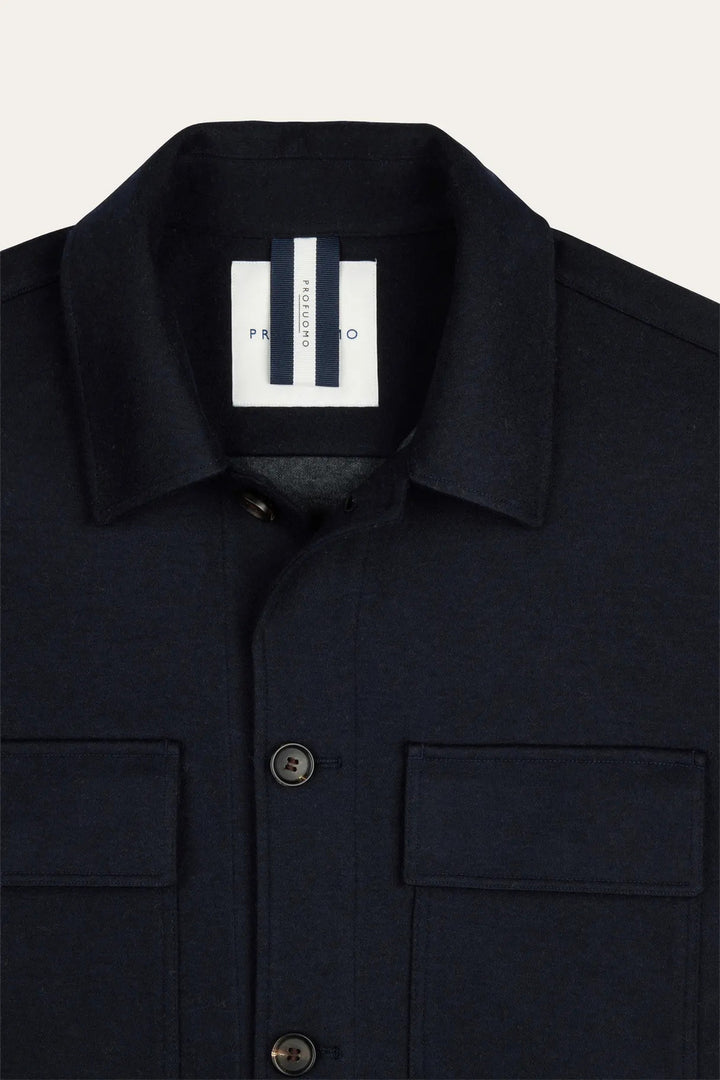 Profuomo Knitted Overshirt – Blauw-47% polyester, 20% wol, 16% polyamide, 13% katoen-HEREN SHIRTS-Blauw