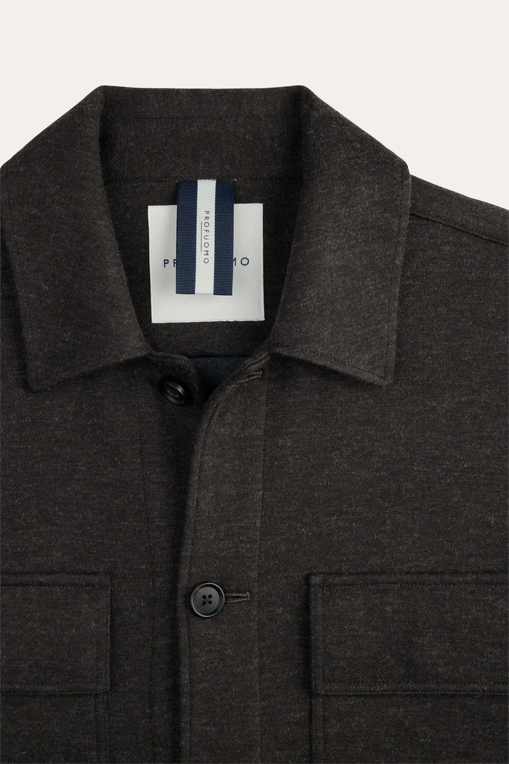 Profuomo Knitted Overshirt – Bruin-47% polyester, 20% wol, 16% polyamide, 13% katoen-HEREN SHIRTS-Bruin