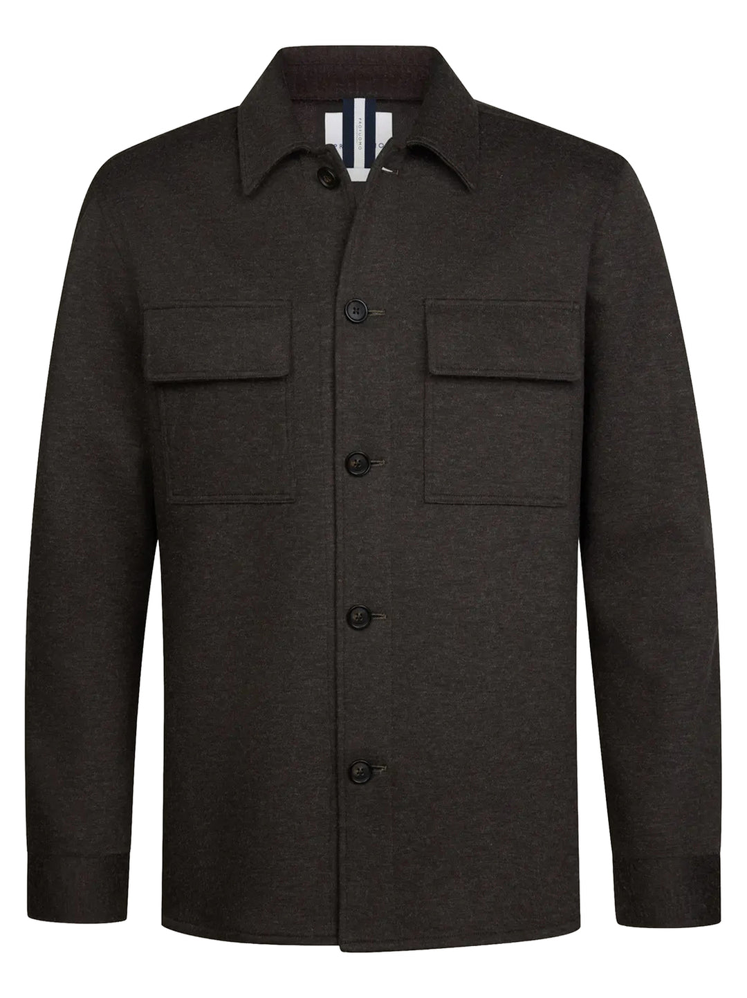 Profuomo Knitted Overshirt – Bruin-47% polyester, 20% wol, 16% polyamide, 13% katoen-HEREN SHIRTS-Bruin