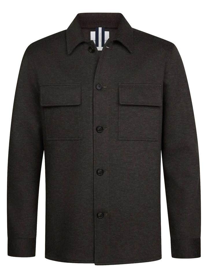 Profuomo Knitted Overshirt – Bruin-47% polyester, 20% wol, 16% polyamide, 13% katoen-HEREN SHIRTS-Bruin