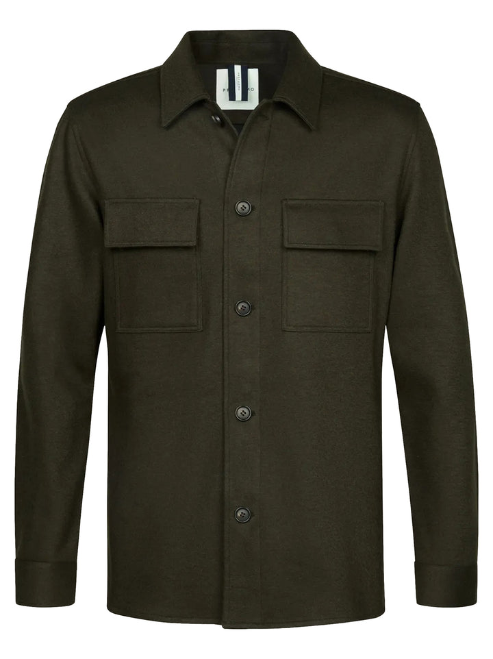 Profuomo Knitted Overshirt – Groen-47% polyester, 20% wol, 16% polyamide, 13% katoen-HEREN SHIRTS-Groen