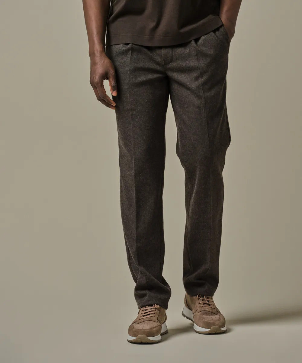 Profuomo Knitted Sportcord – Bruin-47% polyester, 20% wol, 16% nylon, 13% katoen-HEREN BROEKEN-Bruin