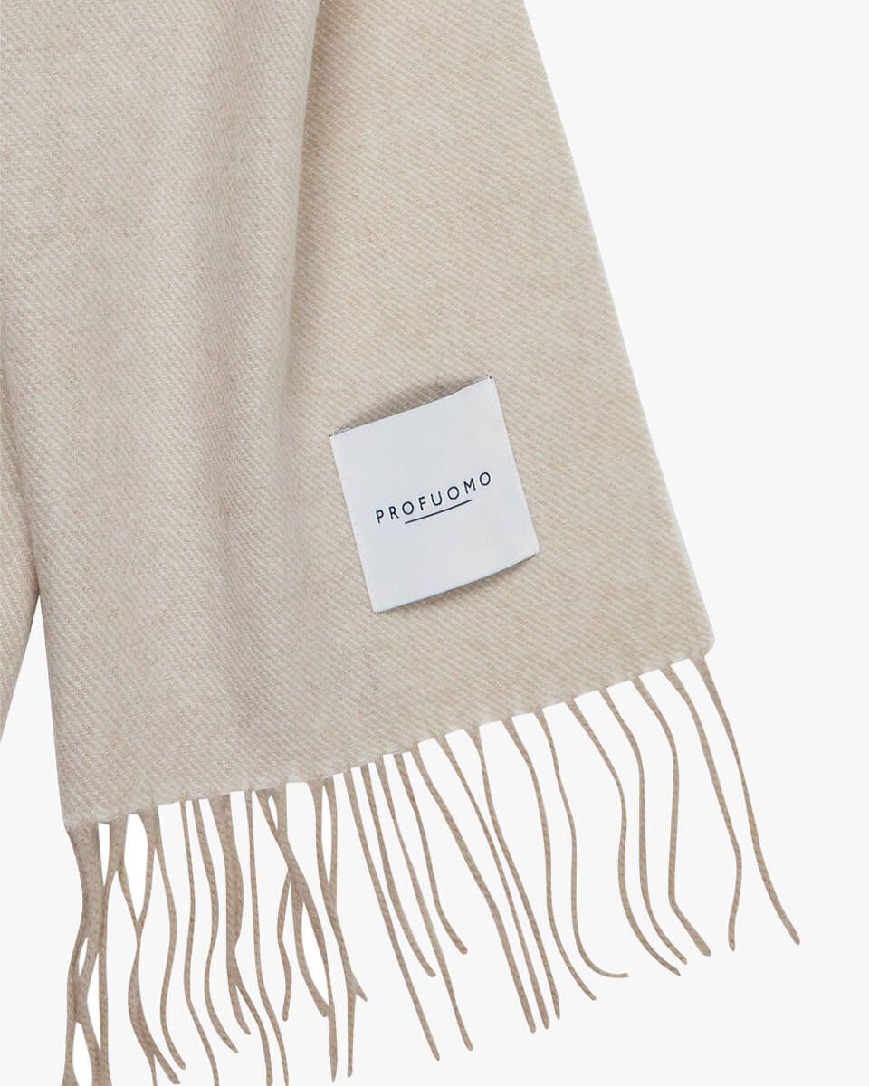 Profuomo lamswollen shawl beige-100% Lamswol-HEREN ACCESSOIRES-Beige