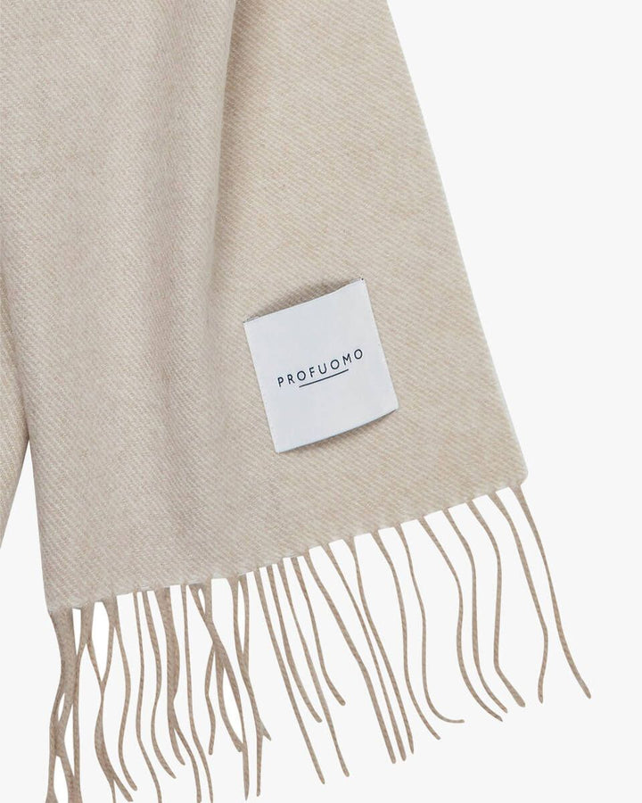 Profuomo lamswollen shawl beige-100% Lamswol-HEREN ACCESSOIRES-Beige
