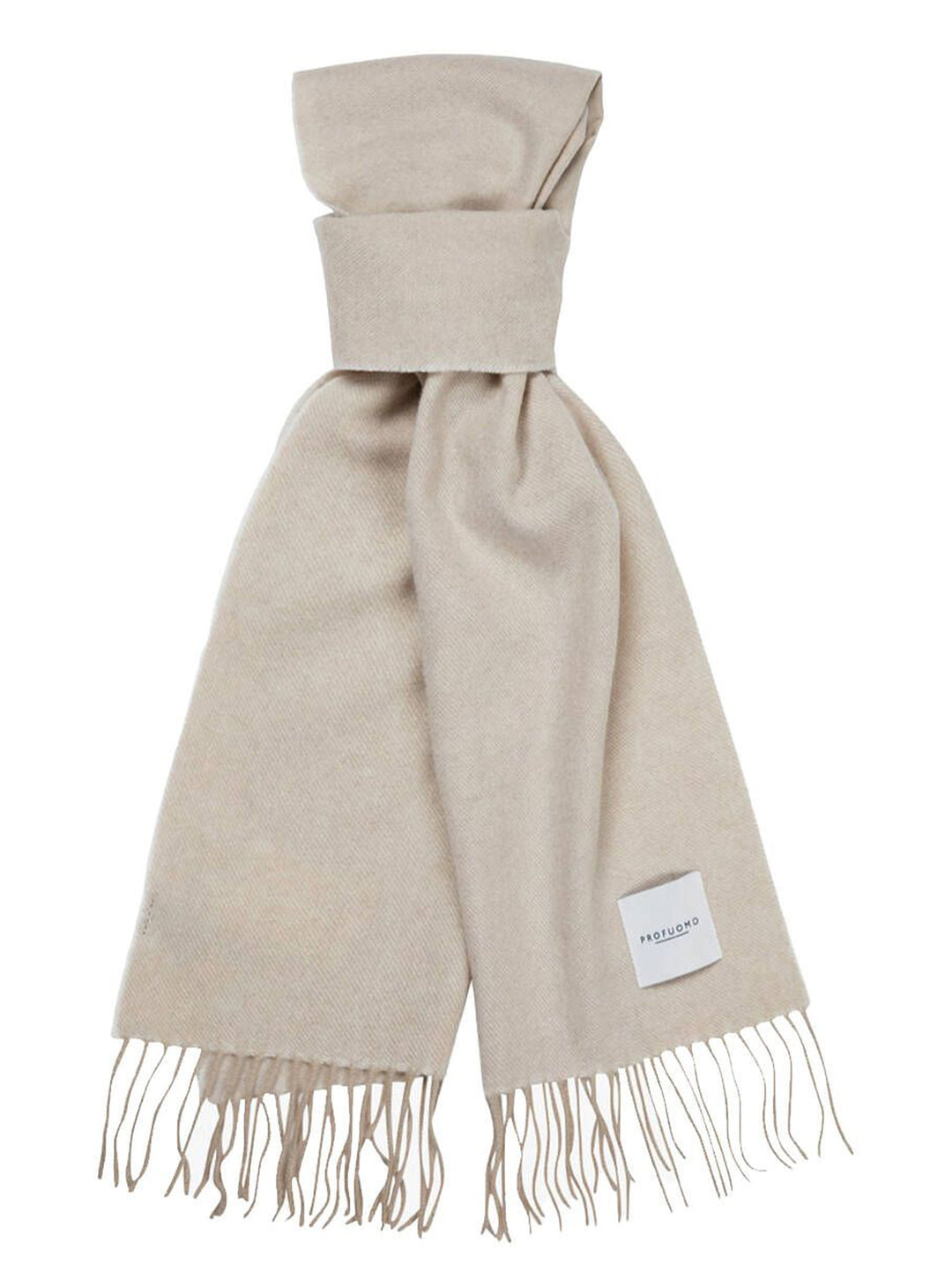 Profuomo lamswollen shawl beige-100% Lamswol-HEREN ACCESSOIRES-Beige