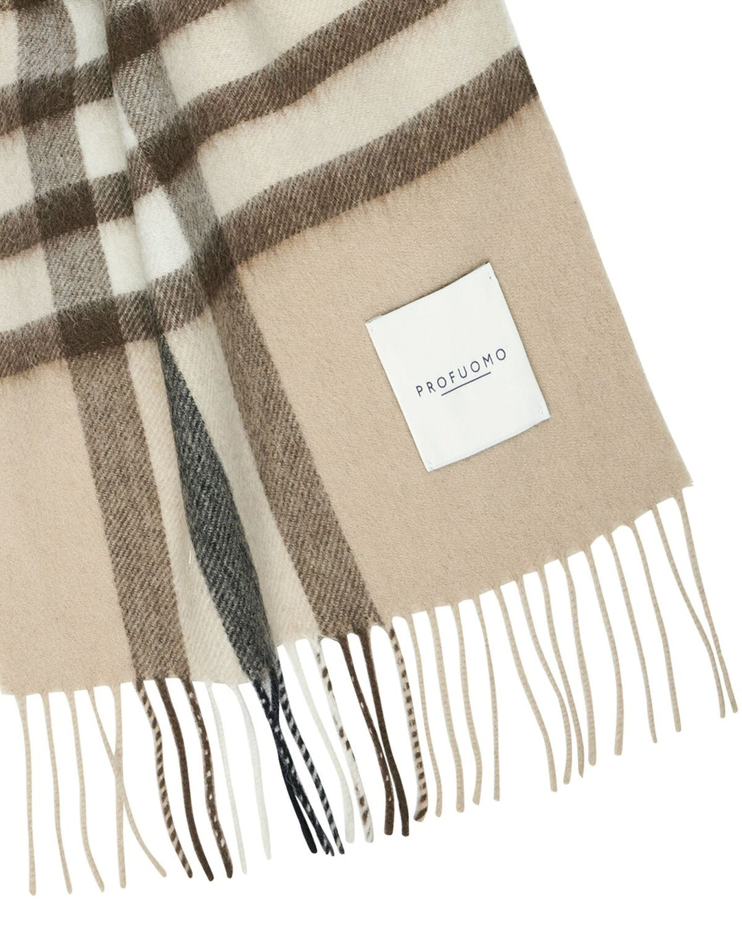 Profuomo lamswollen shawl ruit-100% Lamswol-HEREN ACCESSOIRES-Bruin