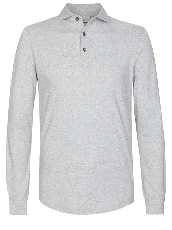 Profuomo lange mouw polo-100% katoen-HEREN POLO'S & T-SHIRTS-Grijs