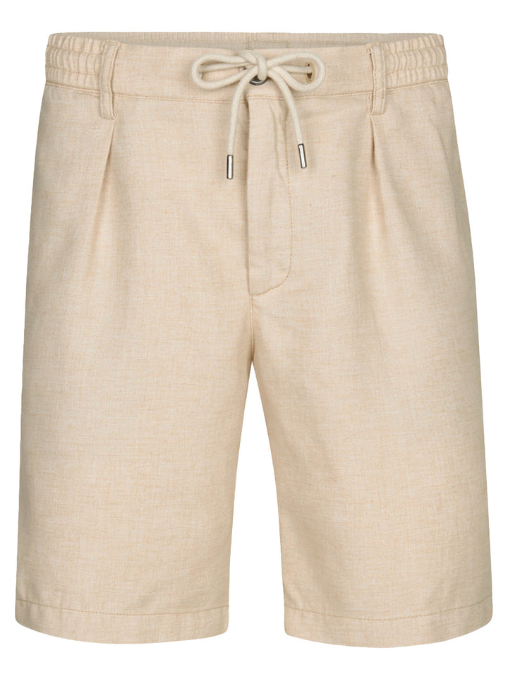 Profuomo linnen blend short – Beige-55% polyester, 45% linnen-HEREN BROEKEN-Beige