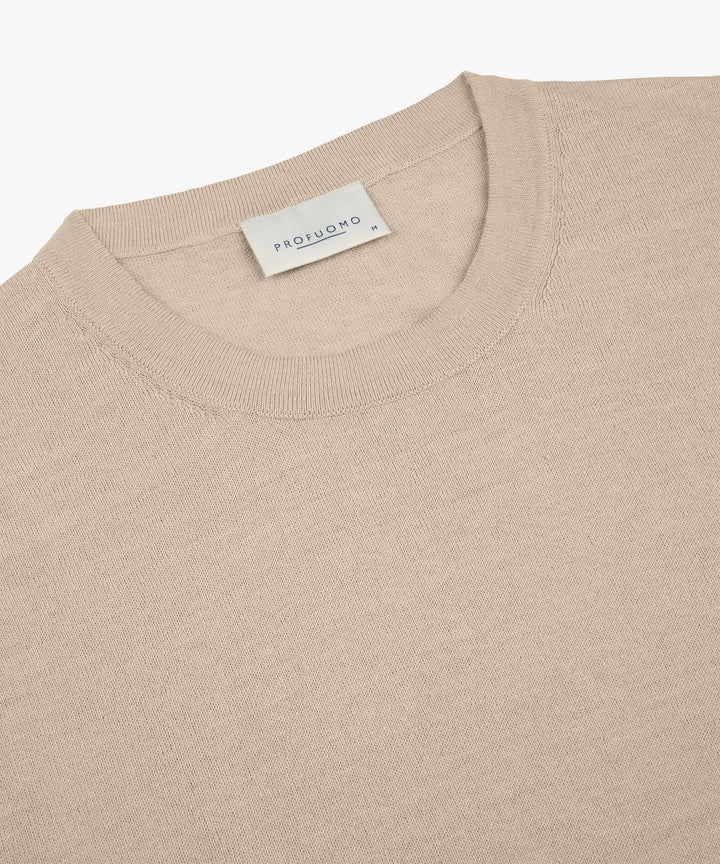 Profuomo linnen-katoen T-shirt – Beige-72% linnen, 28% katoen-HEREN POLO'S & T-SHIRTS-Beige