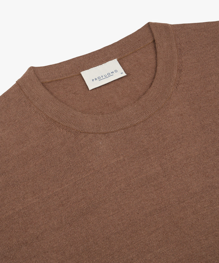 Profuomo linnen-katoen T-shirt – Clay-72% linnen, 28% katoen-HEREN POLO'S & T-SHIRTS-Rood