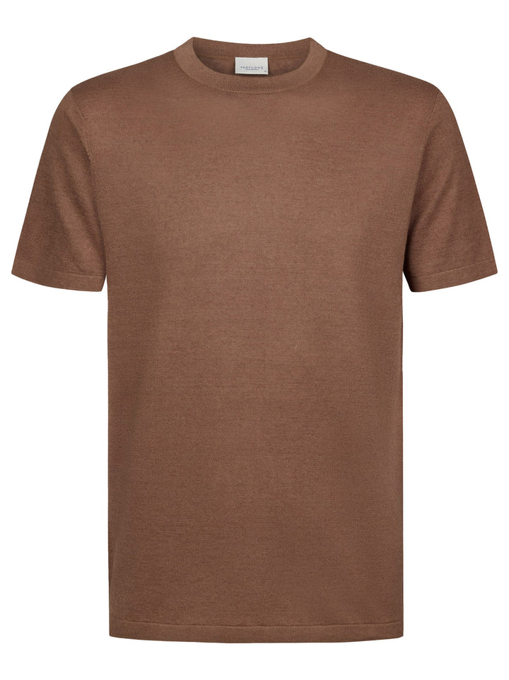 Profuomo linnen-katoen T-shirt – Clay-72% linnen, 28% katoen-HEREN POLO'S & T-SHIRTS-Rood