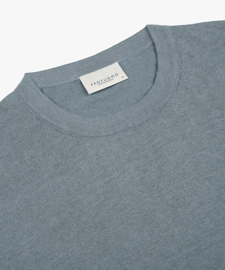 Profuomo linnen-katoen T-shirt – Grijs-72% linnen, 28% katoen-HEREN POLO'S & T-SHIRTS-Grijs