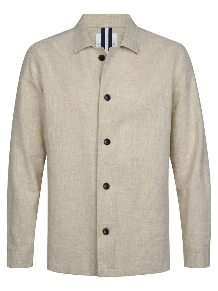 Profuomo linnen overshirt – Beige-55% linnen, 45% katoen-HEREN SHIRTS-Beige