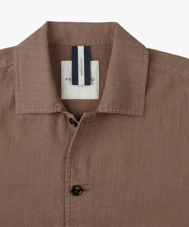 Profuomo linnen overshirt – Clay-55% linnen, 45% katoen-HEREN SHIRTS-Rood