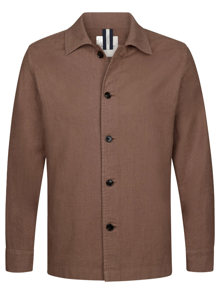 Profuomo linnen overshirt – Clay-55% linnen, 45% katoen-HEREN SHIRTS-Rood