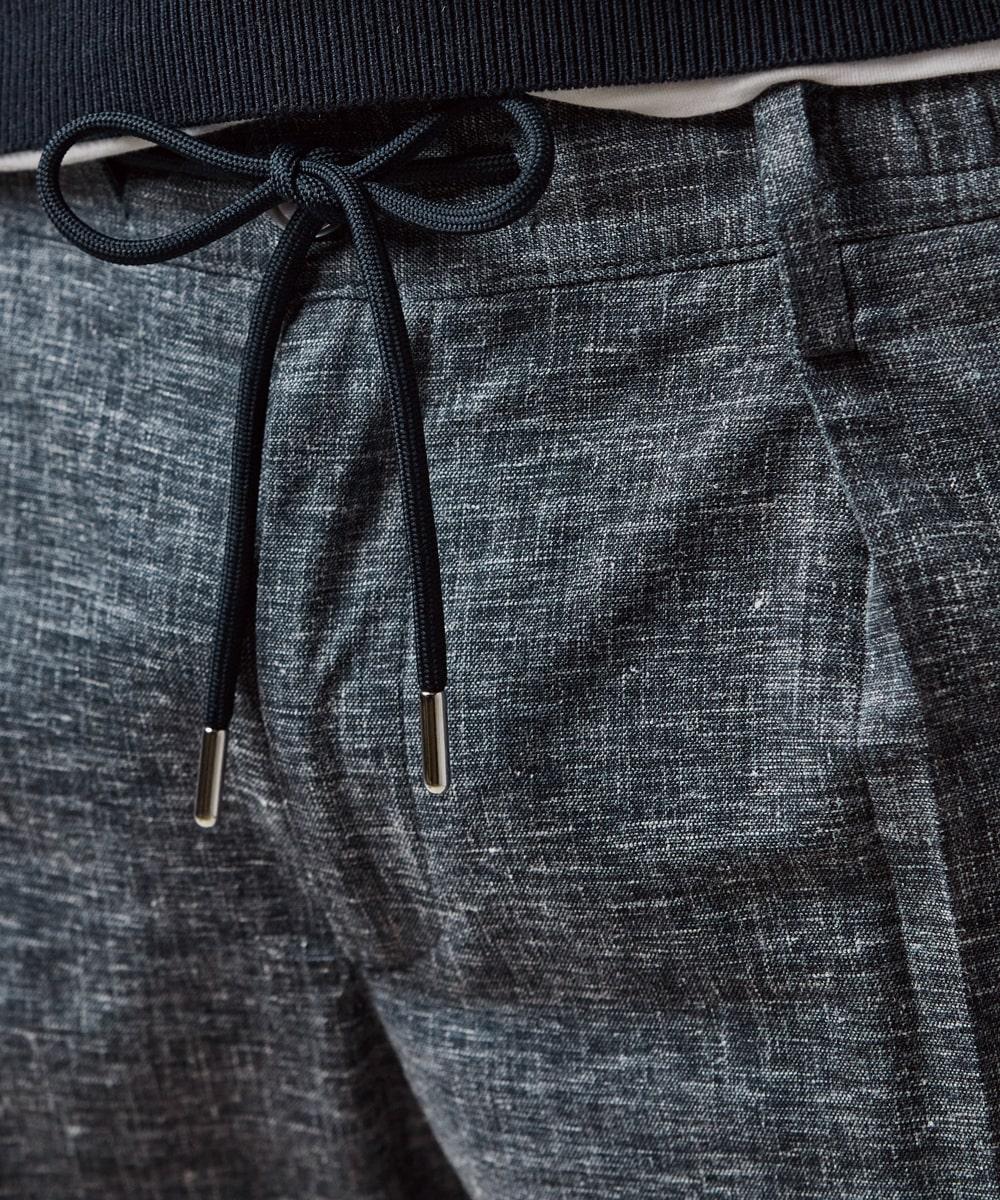 Profuomo linnen sportcord-56% polyester, 26% linnen, 16% viskose, 2% elasthaan-HEREN BROEKEN-Blauw