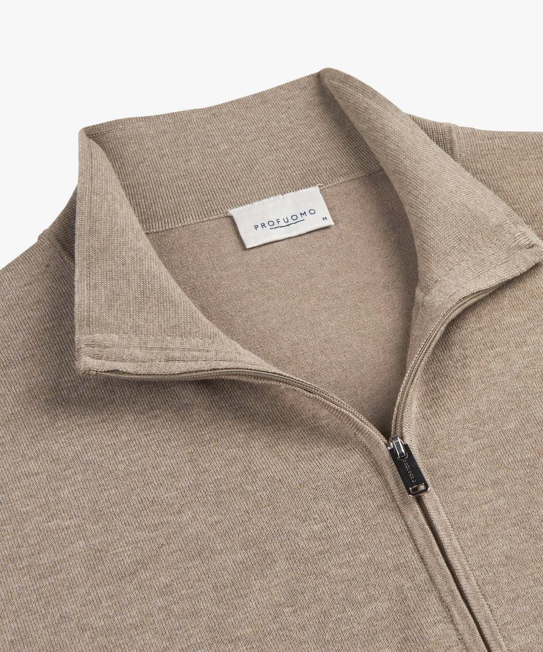 Profuomo Luxury Basic Full‑Zip Cardigan – Beige-56% lyocell, 20% katoen, 20% polyamide, 4% zijde-HEREN TRUIEN & VESTEN-Beige