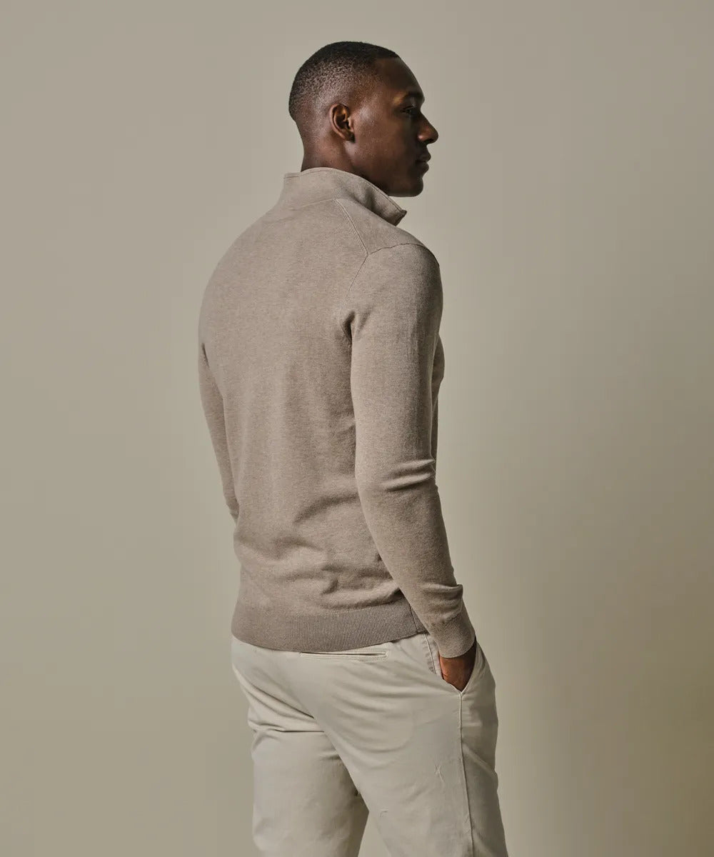 Profuomo Luxury Basic Full‑Zip Cardigan – Beige-56% lyocell, 20% katoen, 20% polyamide, 4% zijde-HEREN TRUIEN & VESTEN-Beige