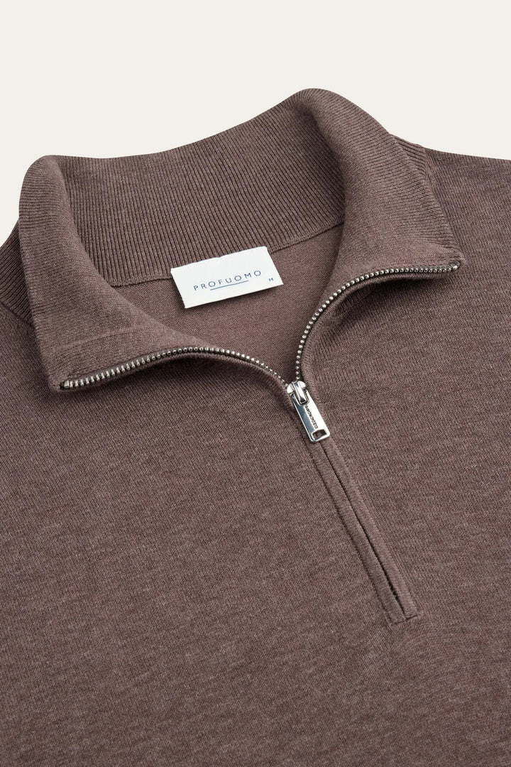 Profuomo Luxury Basic Half Zip – Aubergine-56% lyocell, 20% katoen, 20% polyamide, 4% zijde-HEREN TRUIEN & VESTEN-Paars
