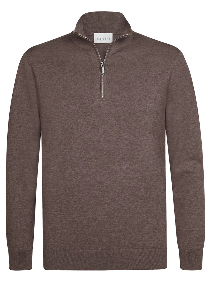 Profuomo Luxury Basic Half Zip – Aubergine-56% lyocell, 20% katoen, 20% polyamide, 4% zijde-HEREN TRUIEN & VESTEN-Paars