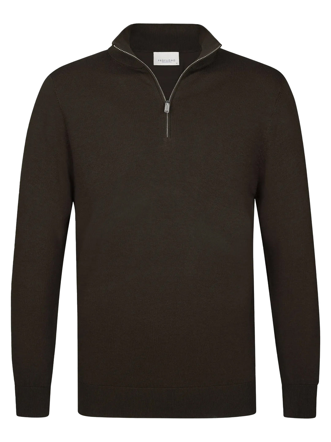 Profuomo Luxury Basic Half Zip Pullover – Donkerbr-56% tencel, 20% katoen, 20% polyamide, 4% zijde-HEREN TRUIEN & VESTEN-