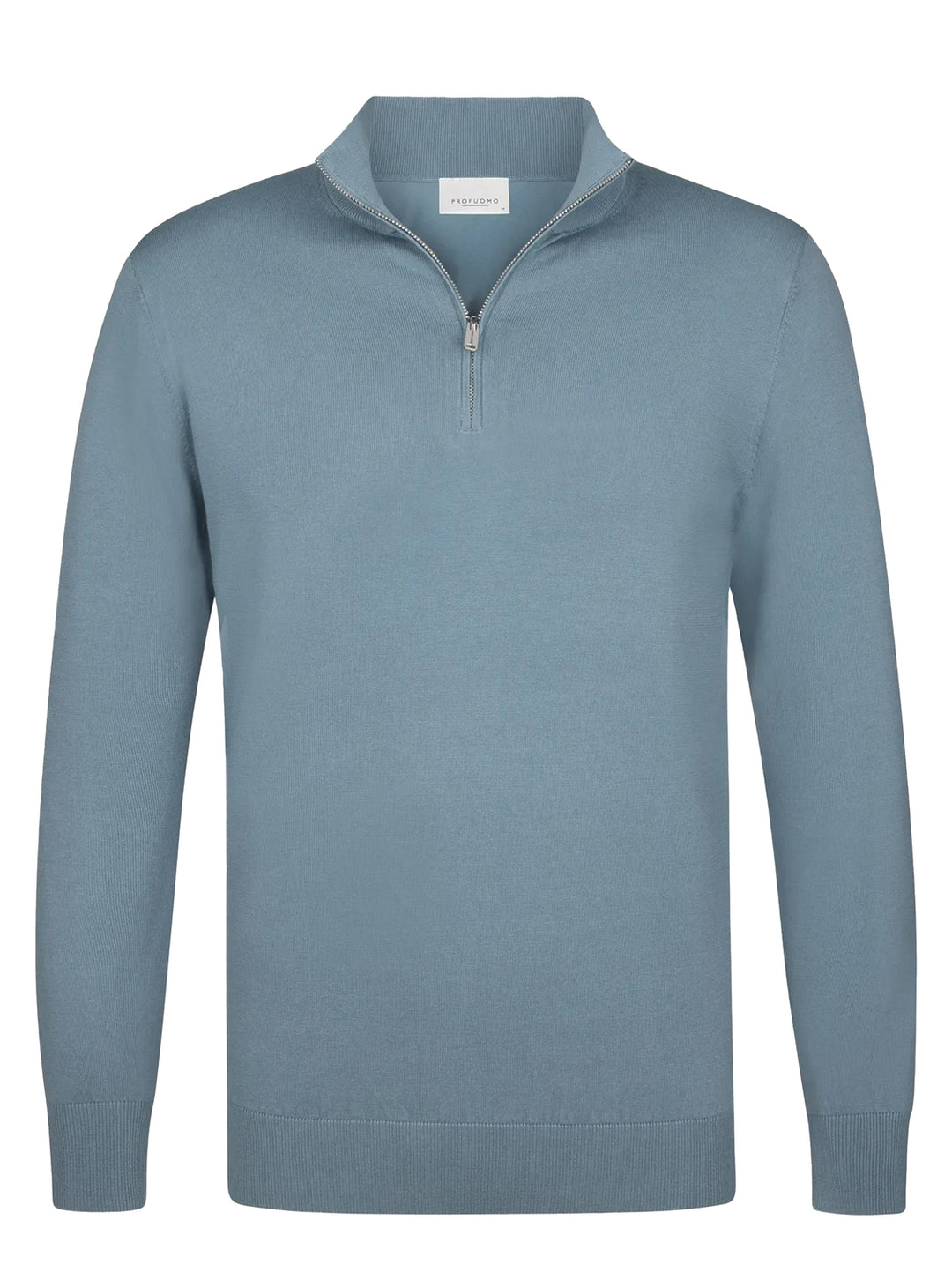 Profuomo Luxury Basic Half Zip Pullover – Grijsbla-56% tencel, 20% katoen, 20% polyamide, 4% zijde-HEREN TRUIEN & VESTEN-