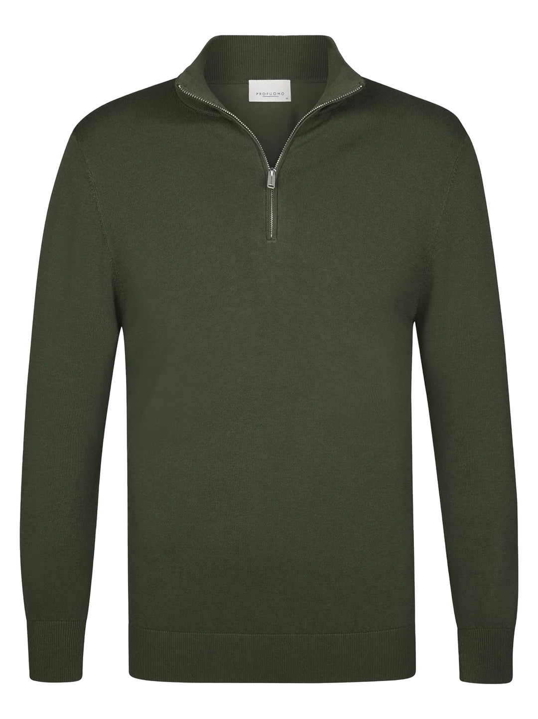 Profuomo Luxury Basic Half Zip Pullover – Groen-56% tencel, 20% katoen, 20% polyamide, 4% zijde-HEREN TRUIEN & VESTEN-Gro