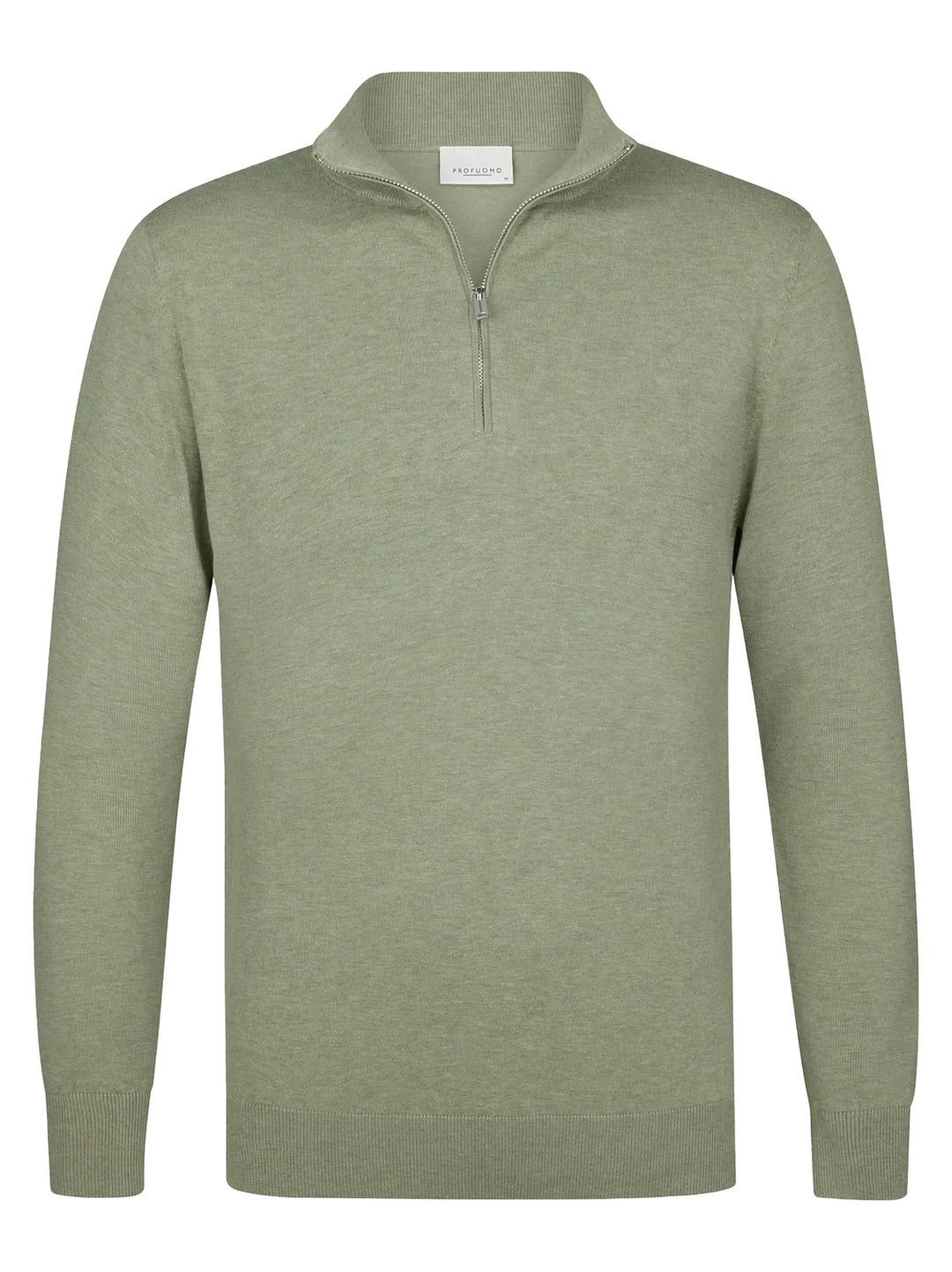 Profuomo Luxury Basic Half Zip Pullover – Groen-56% tencel, 20% katoen, 20% polyamide, 4% zijde-HEREN TRUIEN & VESTEN-Gro