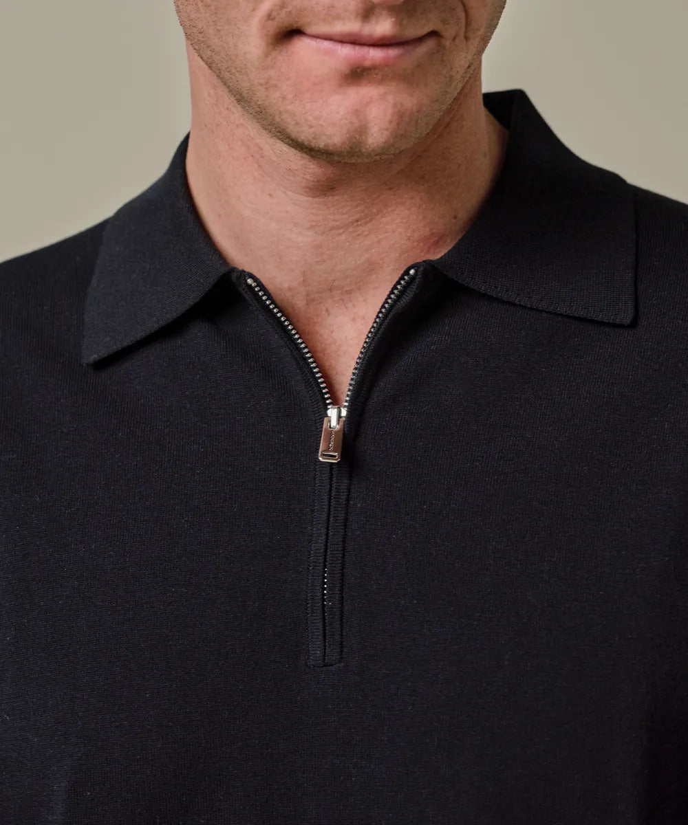 Profuomo Luxury Basic Half‑Zip Trui – Blauw-56% lyocell, 20% katoen, 20% polyamide, 4% zijde-HEREN TRUIEN & VESTEN-Blauw