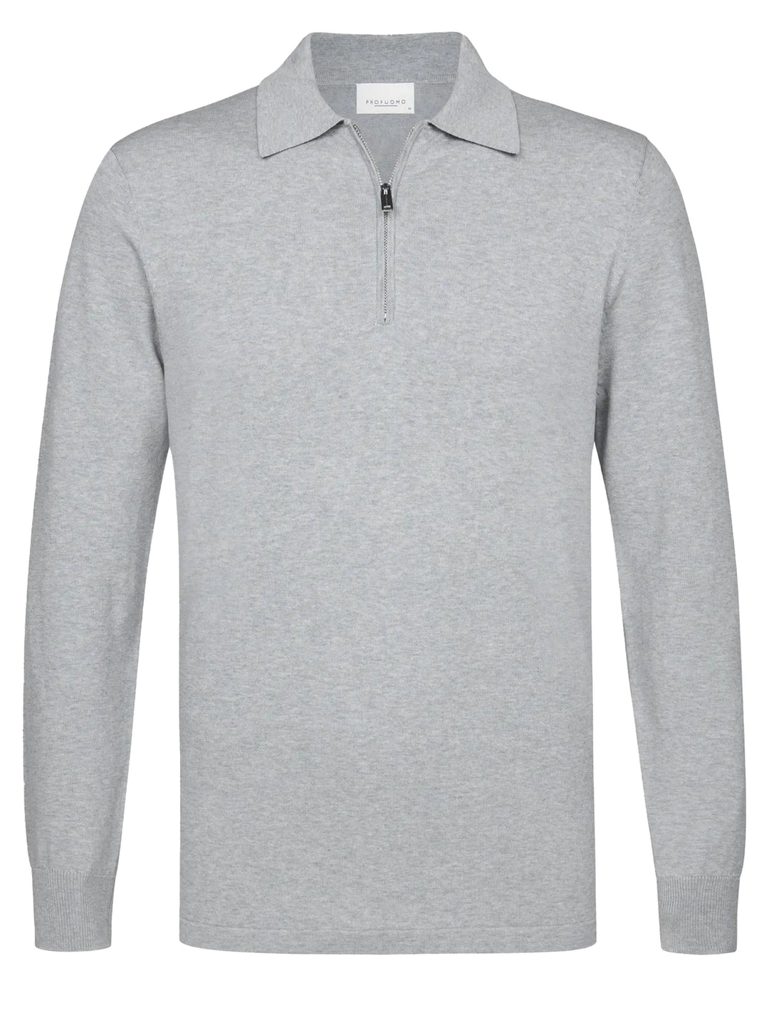 Profuomo Luxury Basic Half‑Zip Trui – Grijs-56% lyocell, 20% katoen, 20% polyamide, 4% zijde-HEREN TRUIEN & VESTEN-Grijs