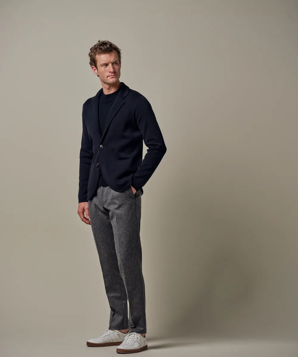 Profuomo luxury basic knitted colbert navy-56% Lyocell / 20% Katoen / 20% Zijde / 4% Polyamide-HEREN PAKKEN & COLBERTS-Bl