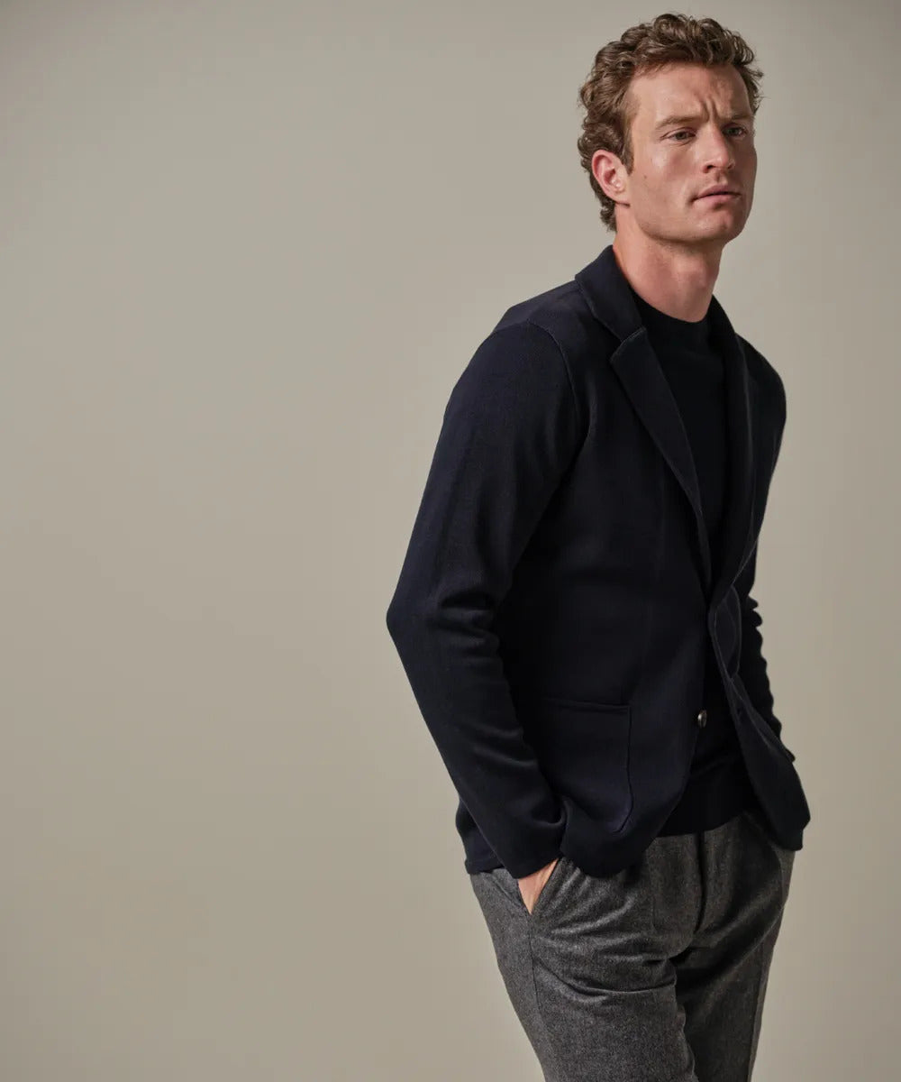 Profuomo luxury basic knitted colbert navy-56% Lyocell / 20% Katoen / 20% Zijde / 4% Polyamide-HEREN PAKKEN & COLBERTS-Bl