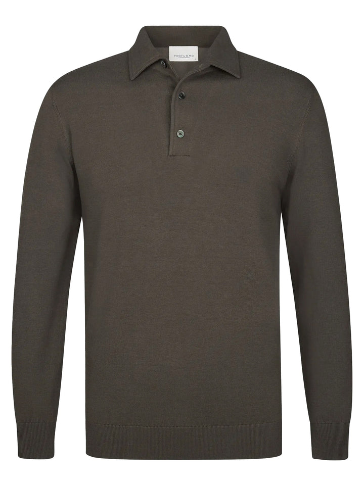 Profuomo Luxury Basic One Piece Polo – Bruin-56% tencel, 20% katoen, 20% polyamide, 4% zijde-HEREN TRUIEN & VESTEN-Bruin