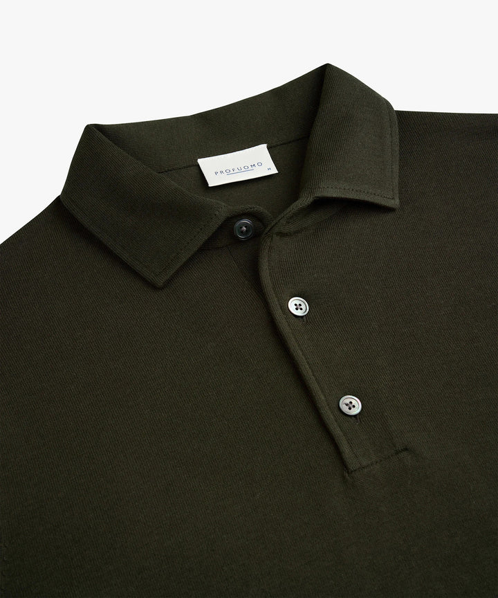 Profuomo Luxury Basic One Piece Polo – Groen-56% lyocell, 20% katoen, 20% polyamide, 4% zijde-HEREN TRUIEN & VESTEN-Groen