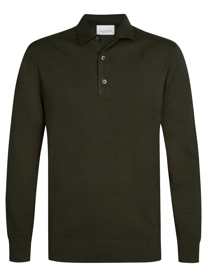Profuomo Luxury Basic One Piece Polo – Groen-56% lyocell, 20% katoen, 20% polyamide, 4% zijde-HEREN TRUIEN & VESTEN-Groen
