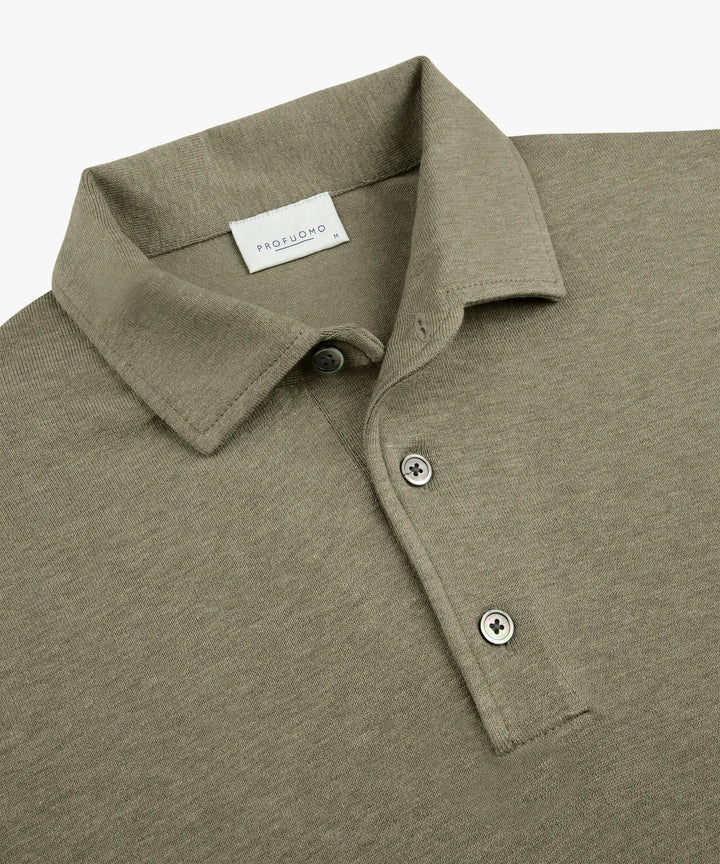 Profuomo Luxury Basic One Piece Polo – Groen-56% tencel, 20% katoen, 20% polyamide, 4% zijde-HEREN TRUIEN & VESTEN-Groen