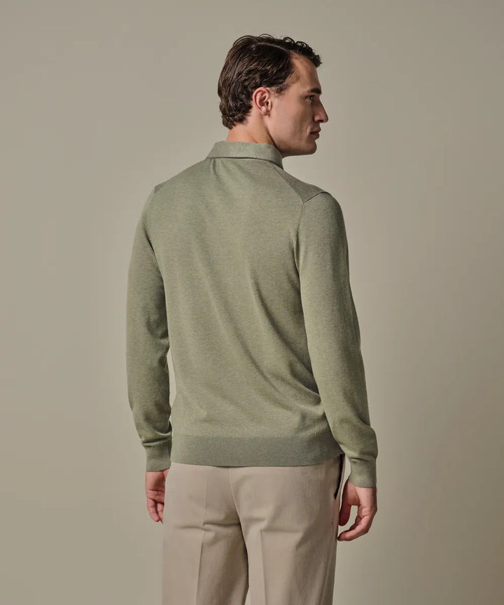 Profuomo Luxury Basic One Piece Polo – Groen-56% tencel, 20% katoen, 20% polyamide, 4% zijde-HEREN TRUIEN & VESTEN-Groen