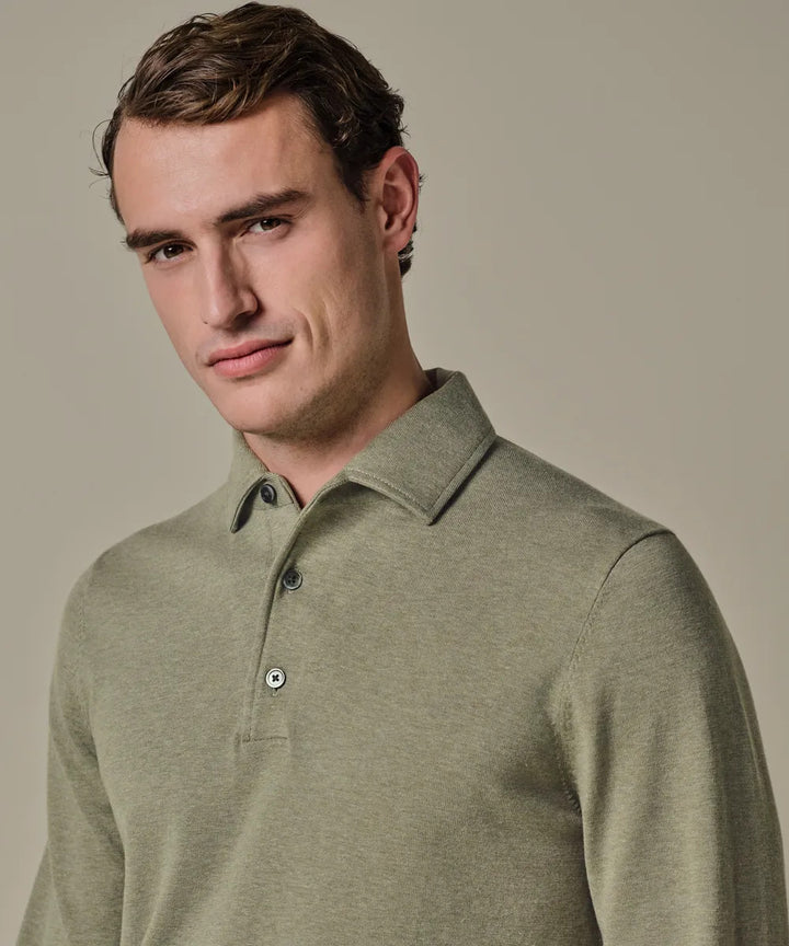 Profuomo Luxury Basic One Piece Polo – Groen-56% tencel, 20% katoen, 20% polyamide, 4% zijde-HEREN TRUIEN & VESTEN-Groen