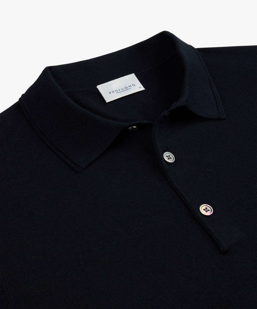 Profuomo Luxury Basic Polo – Blauw-56% lyocell, 20% katoen, 20% polyamide, 4% zijde-HEREN POLO'S & T-SHIRTS-Blauw